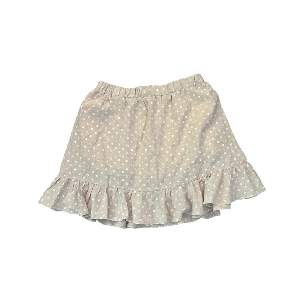 Princess Polly Beige Polka Dot Ruffle Mini Skirt Womens 6 Elastic Waist Cotton‎ - Picture 3 of 5